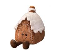Nouveau Coussin en Peluche pour Noël Doublé avec au Chocolat Forme de Maison Coussin Décoratif Mignon Amusant Sapin de Noël Fête Poupée C