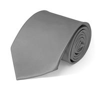 Nouveau:. Cravate Classique avec Notice Large de Couleurs Satin Mens Cravate, Couleur: Gris Clair