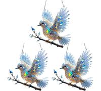 Nouveau Crystal Sky Bluebird ornement d'art coloré, kits de peinture diamant de colibri en cristal, cadeaux acryliques de durabilité double face pour les amoureux de la nature, fenêtres et jardins int