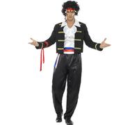 Smiffys Costume nouveau romantique annes 80, noir, avec veste, pantalon, chemise et bandeau Halloween