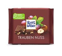 Nouveau design : chevalier sport noix de raisin 100 g, chocolat au lait entier avec raisins juteux et noix croustillantes, chocolat de table au goût fruité et noisette