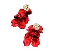 Nouveau Design Mode Déclaration Rouge Fleur Pétale Clip sur Boucles d'oreilles pour Les Femmes Nouvelle Fête Chaude Boucle d'oreille pour Les Femmes Bijoux