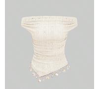 Nouveau design printemps/été pour femmes, style élégant de la rue, texture vintage à couches, franges, minimaliste premium, coupe slim flatteuse, asymétrique, top tube T-shirt marron L,M,S,XL,XSUnicol