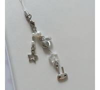 Nouveau design Style Y2K Mignon Porte-phone pendentif à chaîne d'oreilles de lapin étoile. Accessoire de téléphone fait main avec perles, porte-téléphone, dragonne de téléphone. Cadeau pour mère, fami