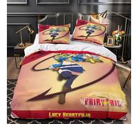 Nouveau dessin animé Fairy Tail Housse De Couette Et Taie D'oreiller En Microfibre 3D Imprimé Moderne,Le Cadeau Parfait Pour Toutes Les Personnes Aimant La Douceur Et Le Confort Super King(260x220cm)