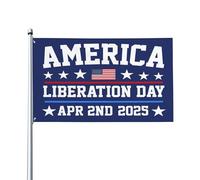 Nouveau drapeau de la Journée de la libération américaine - Bannière de 90 x 150 cm pour le 2 avril 2025