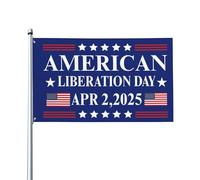 Nouveau drapeau du Jour de la Libération américaine - Célébrez le 2 avril 2025 avec un style patriotique. Bannière de jardin de 3 x 5 pieds.