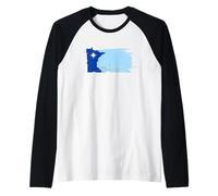 Nouveau Drapeau en Forme d'État du Minnesota, Vintage, Grunge, en Lambeaux Manche Raglan