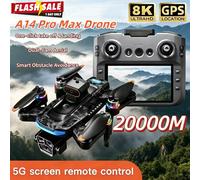 Nouveau drone A14 Pro Max 2026, 8K HD, trois caméras, GPS, moteur sans balais, évitement d'obstacles par flux optique, grand écran de 4,5 pouces, UAV RC 20000M Black-8K-Dual-1B
