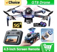 Nouveau Drone GT8 8K professionnel HD double caméra écran à distance 5G WIFI moteur sans brosse évitement d'obstacles pliable quadrirotor jouets GT8 4K