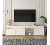 Nouveau Eco - friendly matériel blanc meuble TV moderne, panneau lumineux, éclairage LED variable, salon et salle à manger 180cm