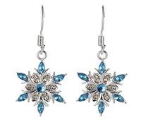 Nouveau élégant bleu flocon de neige goutte boucle d'oreille pour les femmes mode cristal Zircon balancent boucle d'oreille bijoux de noël accessoires Pratique et définition