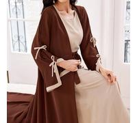 Nouveau ensemble de 2 pièces Robe de femme d'Asie du Sud-Est, robe à manches longues avec taille attachée en patchwork du Moyen-Orient L,M,S,XLBlocs de couleurTissu tissé