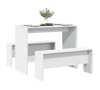 Nouveau Ensemble table à manger et bancs 3 pièces - Ensemble de 1 table et 2 chaises - blanc bois d'ingénierie DECO FT1564835