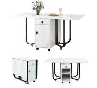 Nouveau Épaisseur design moderne table à manger pliante (1) avec placard et 2 tiroirs table à manger de cuisine pliante table