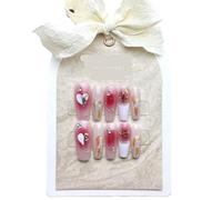 Nouveau fait à la main portant poudre à ongles blusher aurora foret halo colorant amovible faux ongles 10pcs (taille : XS)