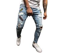 Nouveau Fashion Jeans Homme, Pantalons Homme 2022 Jean Troué Skinny Jean Slim Homme Jean Droit Pas Cher Jean Déchiré Moulant Homme Jean Bootcut Homme Jeans Bleu Clair Homme Jean Serré