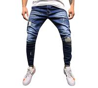 Nouveau Fashion Jean Homme 2022 - Pantalon Troué Skinny Slim Droit Déchiré Moulant Bootcut - Jeans Bleu Clair Pas Cher