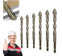 Nouveau foret excentrique à quatre cannelures en dents de scie, foret excentrique dentelé à quatre bords, forets excentriques à tête inclinée à haute dureté, ensemble de forets (4+5+6+8+10+12 mm)