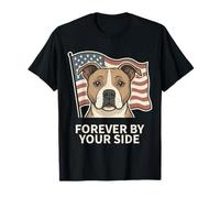Nouveau Forever by Your Side - Chien fidèle avec Drapeau américain T-Shirt