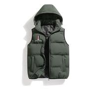 Nouveau gilet en coton pour homme Ca.m_aro Imprimé Classique Veste d'extérieur à fermeture éclair intégrale Gilet d'hiver rembourré et épaissi à capuche en coton (Vert,M)
