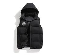 Nouveau gilet en coton pour homme Gl.o_ck Imprimé Classique Veste d'extérieur à fermeture éclair intégrale Gilet d'hiver rembourré et épaissi à capuche en coton (Noir,Grand)