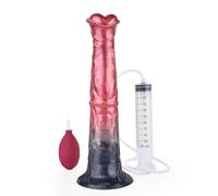 Nouveau Gode Squirt en Silicone Géant Animal Cheval Pénis Réaliste Animal Cheval Gode Sperme Squirt Fonction Anal Gode Plug Anal G-Spot Vaginal Anal Sex Toy pour Femmes Hommes