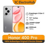 Nouveau HONOR 400 Pro Version mondiale 5G Smartphone 200MP Caméra Snapdragon 8 Gen 3 6.7 '' AMOLED 100W Filé 50W Sans fil Midday Black 12 + 512 Go