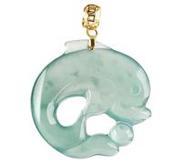 Nouveau jade naturel authentique haut de gamme, jade, dauphin d'eau bleue, incrusté d'or de glace, pendentif femme tendance