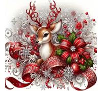 Nouveau kit de peinture de diamant 5D DIY - Cerf de Noël, mosaïque d'art sans cadre avec diamants ronds, décoration créative faite à la main pour la maison et le bureau, cadeau de Noël 40*40 sans cadr