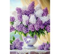 Nouveau kit de peinture de diamant 5D - Fleur de lilas violette, mosaïque d'art de point de croix en diamant artificiel rond sans cadre, décoration murale créative et artisanale 30*40 sans cadre,40*50