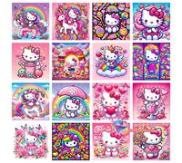 Nouveau Kit de Peinture Diamant Hello Kitty 2026, Motif Dessin Animé Coloré et Adorable, Diamants Carrés et Ronds, Mosaïque 5D DIY, Art Fait Main, Cadeau, Décoration Maison C1343-4