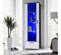 NOUVEAU komodee Alessandria Vitrine Armoire , Blanc Noir Bois, LED