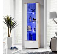 NOUVEAU komodee Alessandria Vitrine Armoire , Blanc Noir Bois, LED