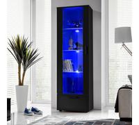 NOUVEAU komodee Alessandria Vitrine Armoire , Blanc Noir Bois, LED