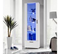 NOUVEAU komodee Alessandria Vitrine Armoire , Blanc Noir Bois, LED