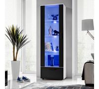 NOUVEAU komodee Alessandria Vitrine Armoire , Blanc Noir Bois, LED