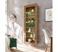 NOUVEAU komodee COMO Vitrine Suspendue, Chêne, LED Porte Niches Étagères