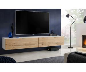 NOUVEAU komodee Loreto Armoire Suspendue TV, Blanc, Noir, Chêne, Porte Niches