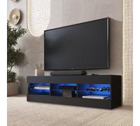 NOUVEAU komodee Meuble TV Tivoli RTV 140, Noir Blanc Chêne Wotan, LED Option