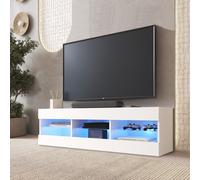 NOUVEAU komodee Meuble TV Tivoli RTV 140, Noir Blanc Chêne Wotan, LED Option
