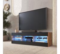 Komodee Banc TV Tivoli, Noir Wotan, Largeur 140 cm x Hauteur 40,5 cm x Profondeur 35,5 cm, LED RVB, pour Salon, Chambre