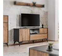 NOUVEAU komodee Orvieto Meuble TV 3 portes pour salon Chêne Anthracite LED