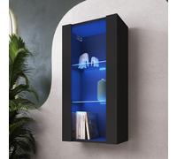 NOUVEAU komodee Vitrine Suspendue Tivoli 100, Noir Blanc Chêne Wotan, LED Option