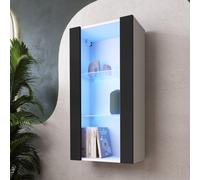 NOUVEAU komodee Vitrine Suspendue Tivoli 100, Noir Blanc Chêne Wotan, LED Option
