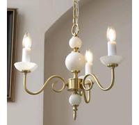 Nouveau Lustre Commercial 3-Style Polyvalent Hall d'hôtel Vintage Verre Blanc Laiton Plafond Pendentif Style Polyvalent Hall d'hôtel pour Vivre européen Wh