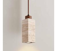 Nouveau Lustre Commercial Moderne à Long Tube Suspendu pour Maison, hôtel, Hall avec Abat-Jour en Pierre, Rustique, cylindrique, Pierre Suspendue, Design Unique pour îlot de cuisin