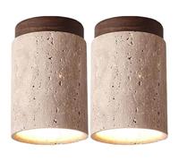 Nouveau Lustre Commercial Moderne en Pierre 6,3 Pouces Plafond Rond Maison hôtel Hall avec Base en Bois E27 près du Plafond Maison hôtel Hall avec Abat-Jour en Pierre adapté pour