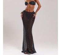 Nouveau maillot de bain femme à taille basse avec cordon de serrage, motif à pois noir et blanc. Élégante et sexy couvre-maillot, la séduction de la romance sombre, concert country L,M,S,XLGéométrique