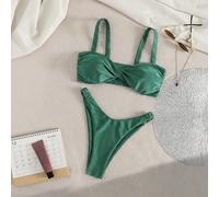 Nouveau maillot de bain Swim Chiccia pour femmes, élégant et chic, en tissu brillant de couleur marron moka. Ensemble bikini avec Top bandeau torsadé et bretelles réglables, bas brésilien échancré. Te